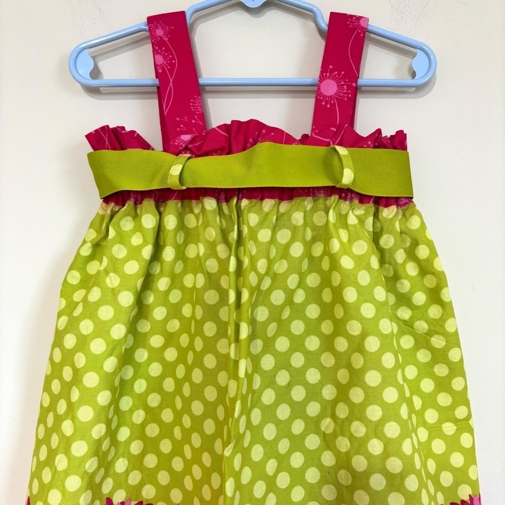 A Bushel and A Peck Toddler Girls 3T yellow pink polka dots floral sleeves dress - Picture 4 of 12